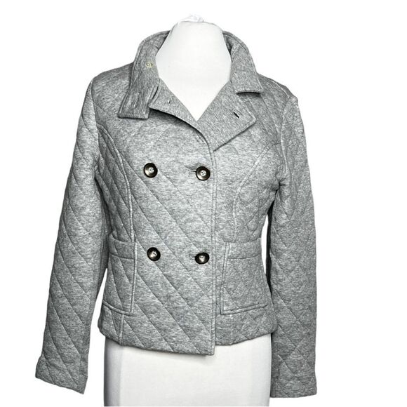 CABI QUILTED Cotton Knit Double Breasted Military Inspo Cropped Jacket  #3182 - Picture 3 of 8